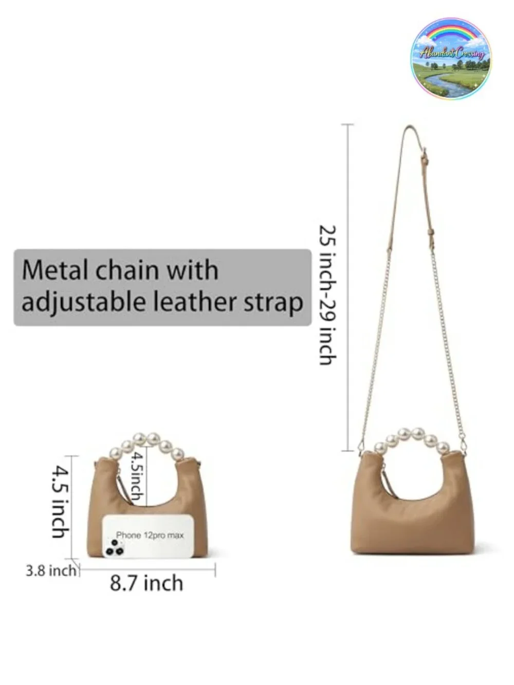 Women's Designer Top Handle Leather Clutch Purse with Chain Strap